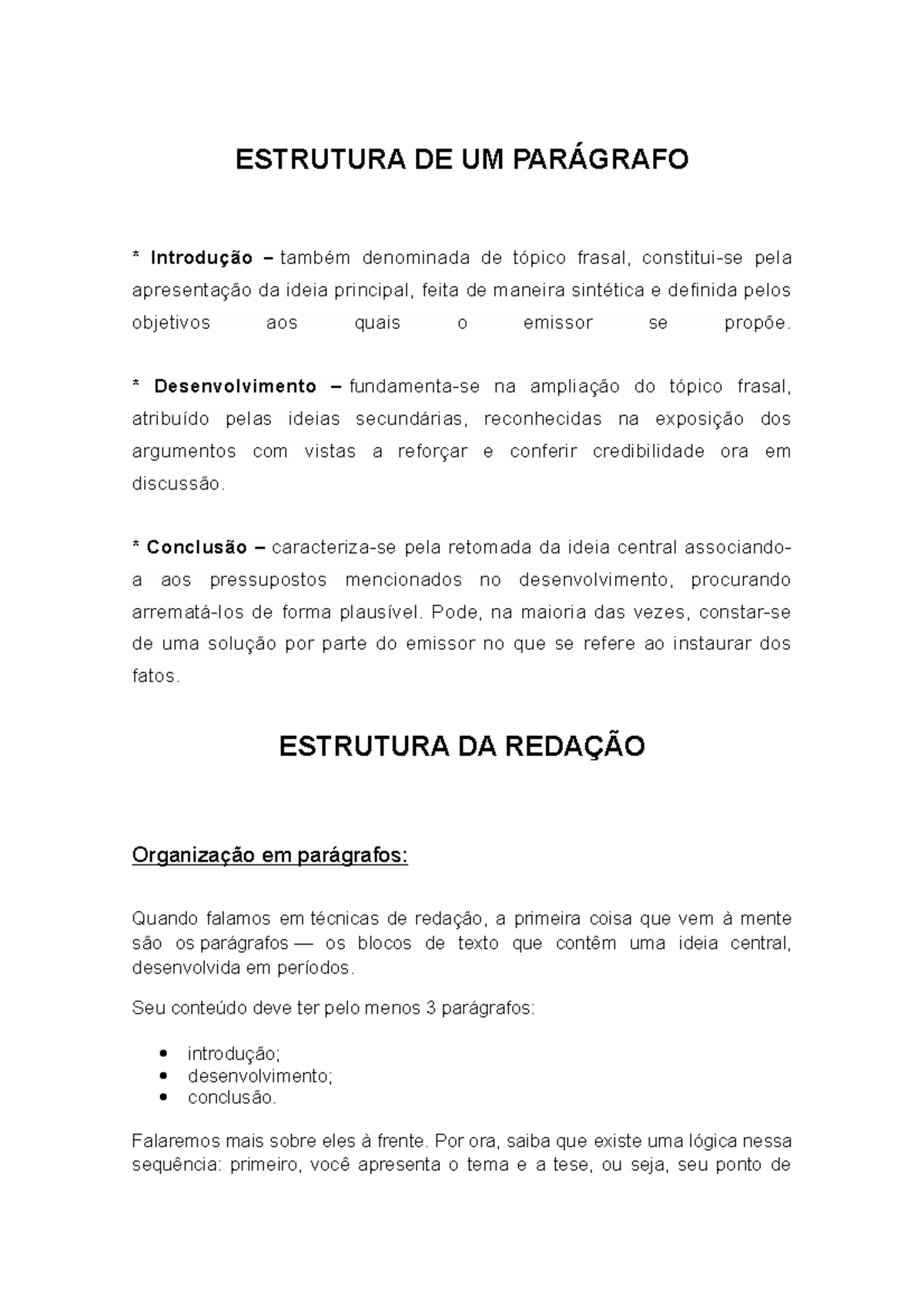 Estrutura DE UMA Redação para qualquer texto - ESTRUTURA DE UM ...