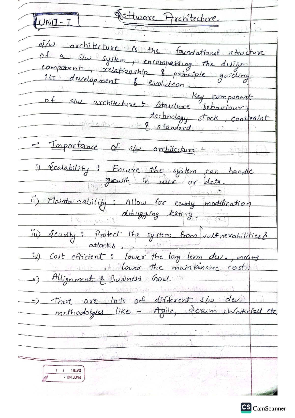 SA Unit 1-2 - Software architecture 7th sem hand written notes unit 1 ...
