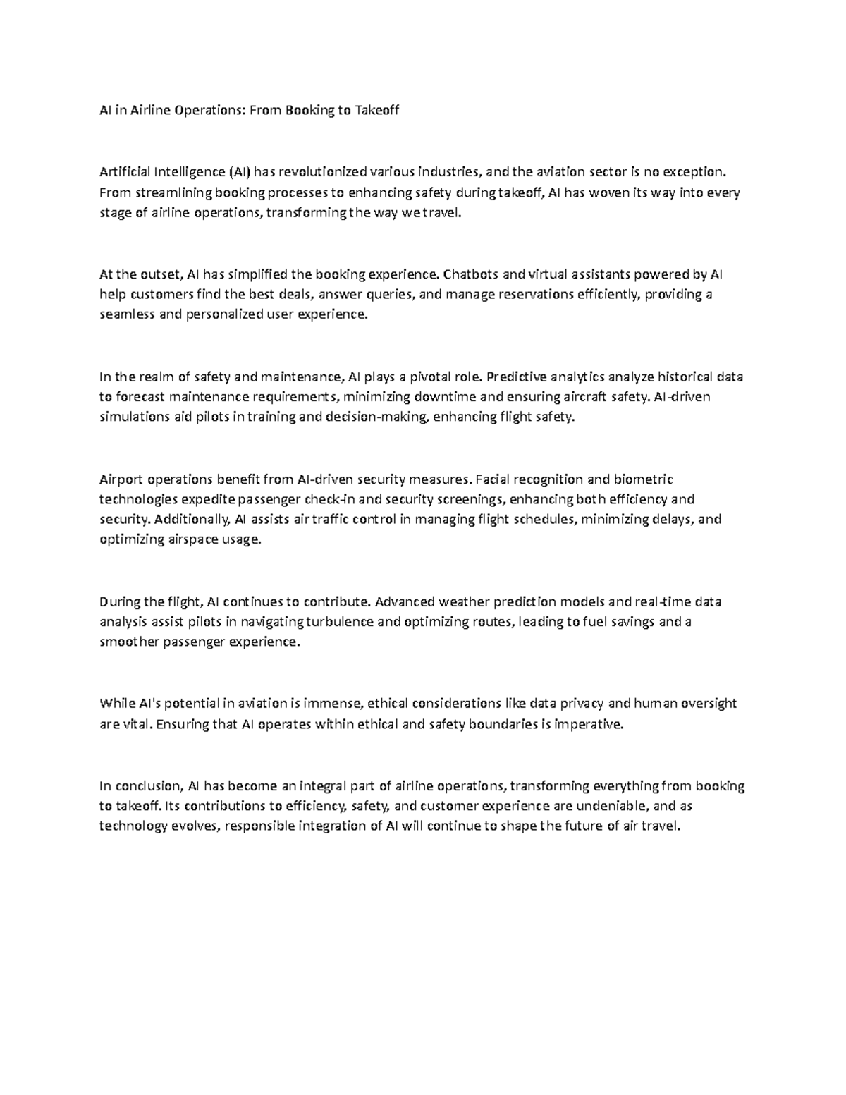 AI in Airline Operations - From streamlining booking processes to ...