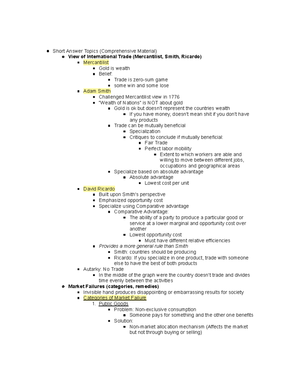 Econ Final Study Guide - Lecture notes all lectures for exam - Short ...