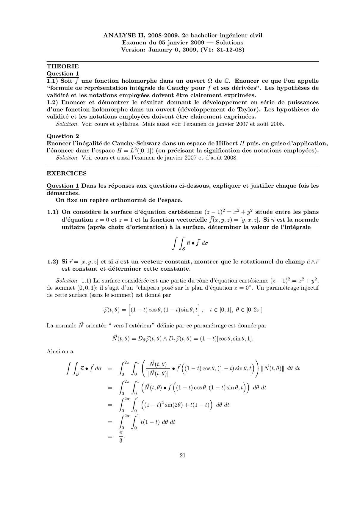 Examen Janvier 09 Questions Et Reponses Studocu