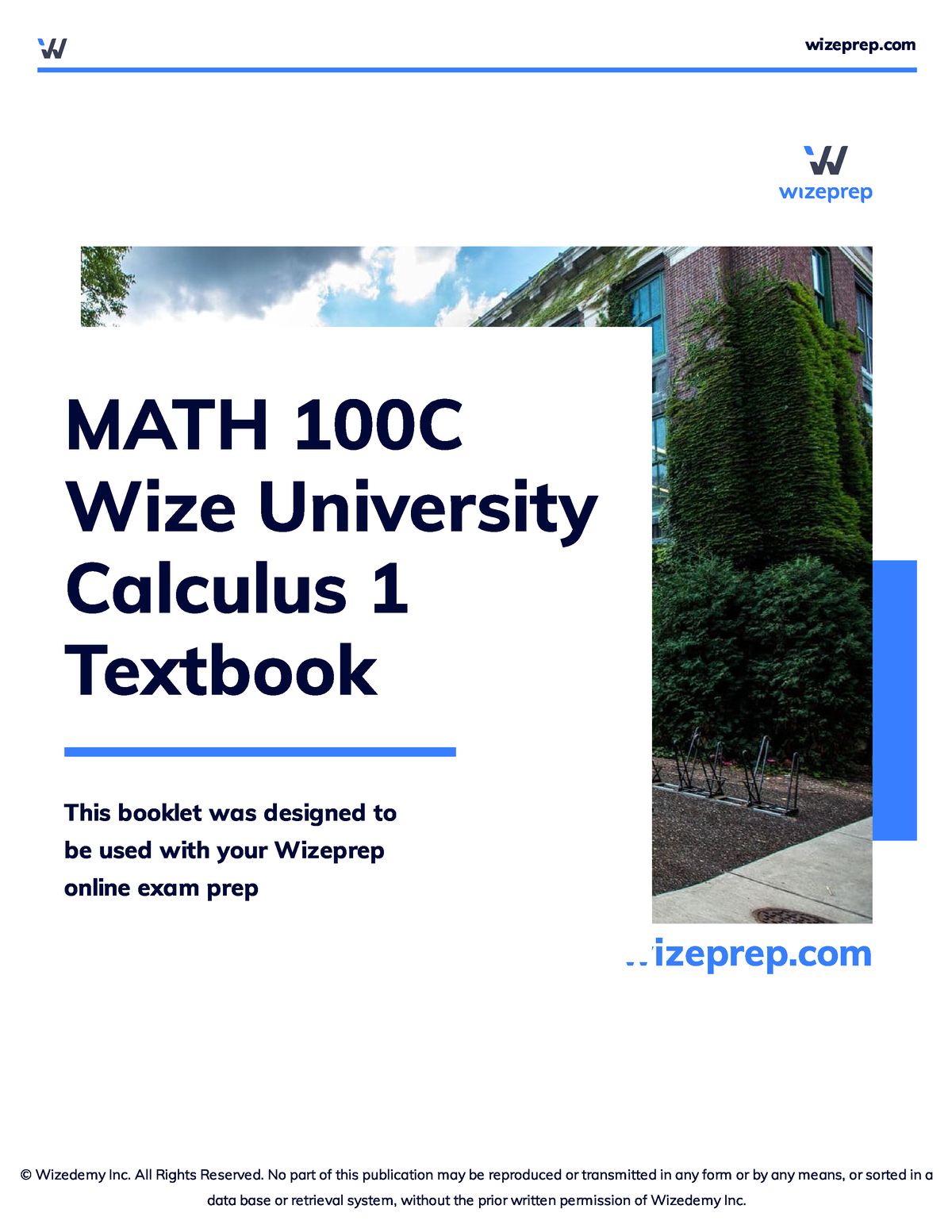 Wize Prep Derivitives Wizeprep Math 100c Wize University Calculus 1 Textbook This Booklet 8225