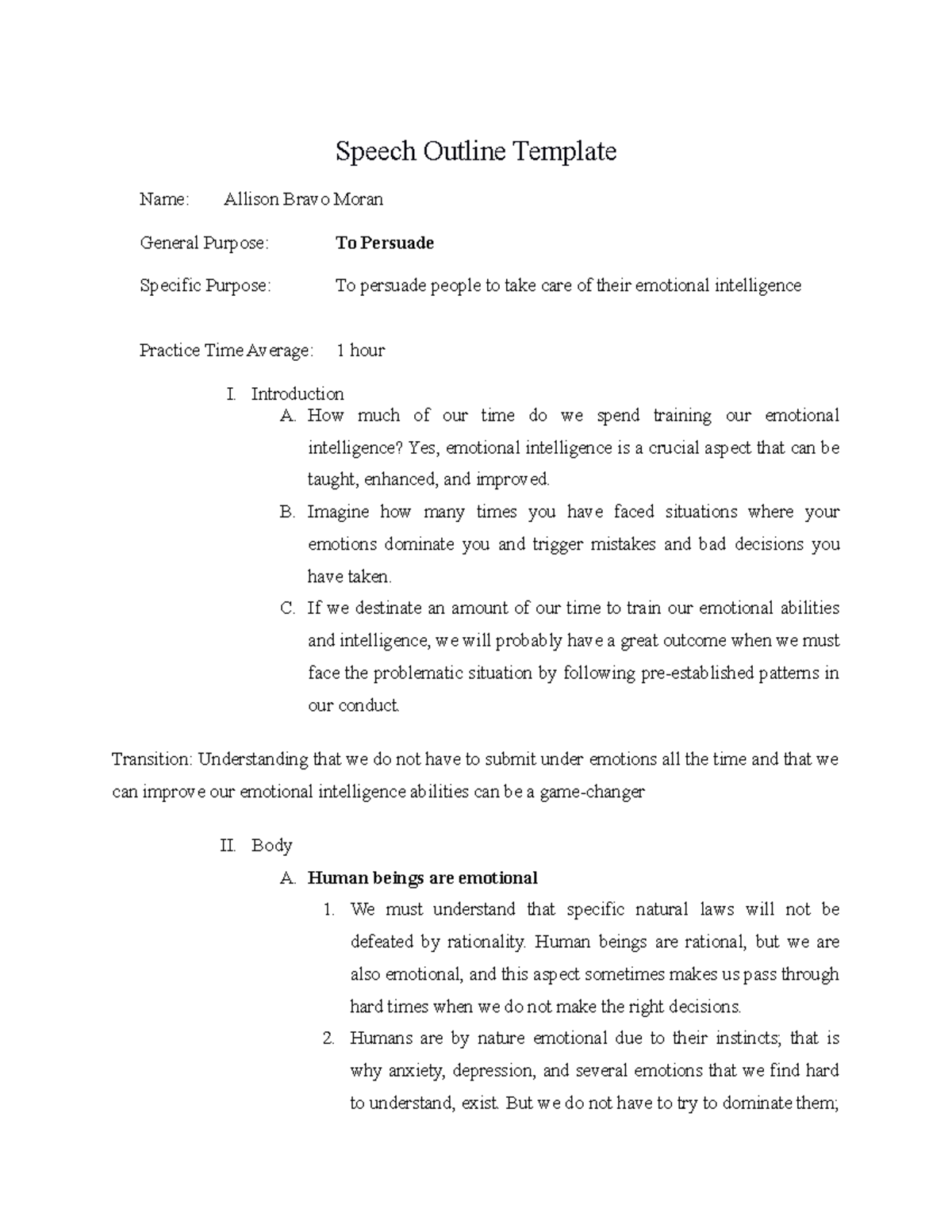 Speech Outline Final - Speech Outline Template Name: Allison Bravo ...