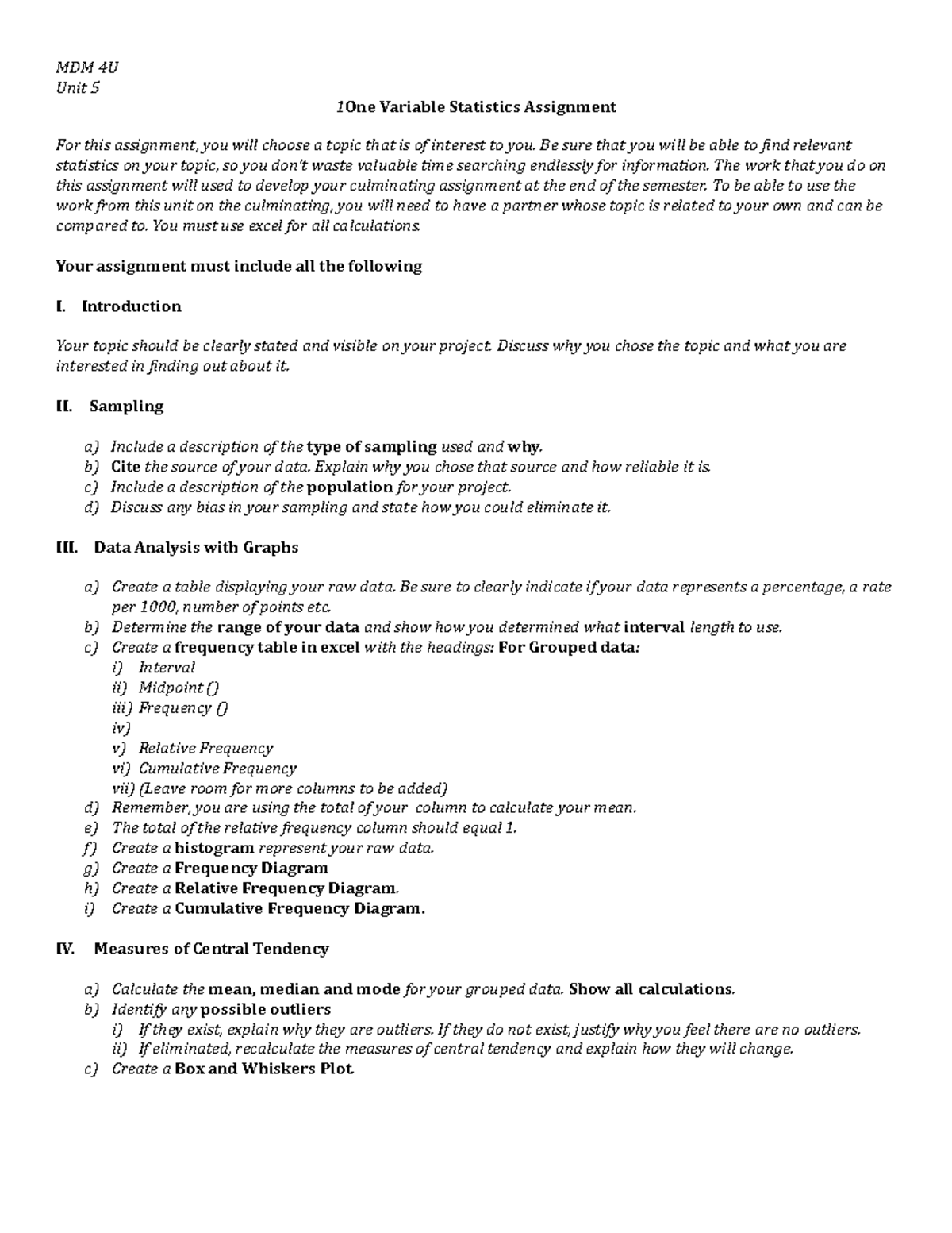 12-one-variable-statistics-assignment-outline-mdm-4u-unit-5-1-one