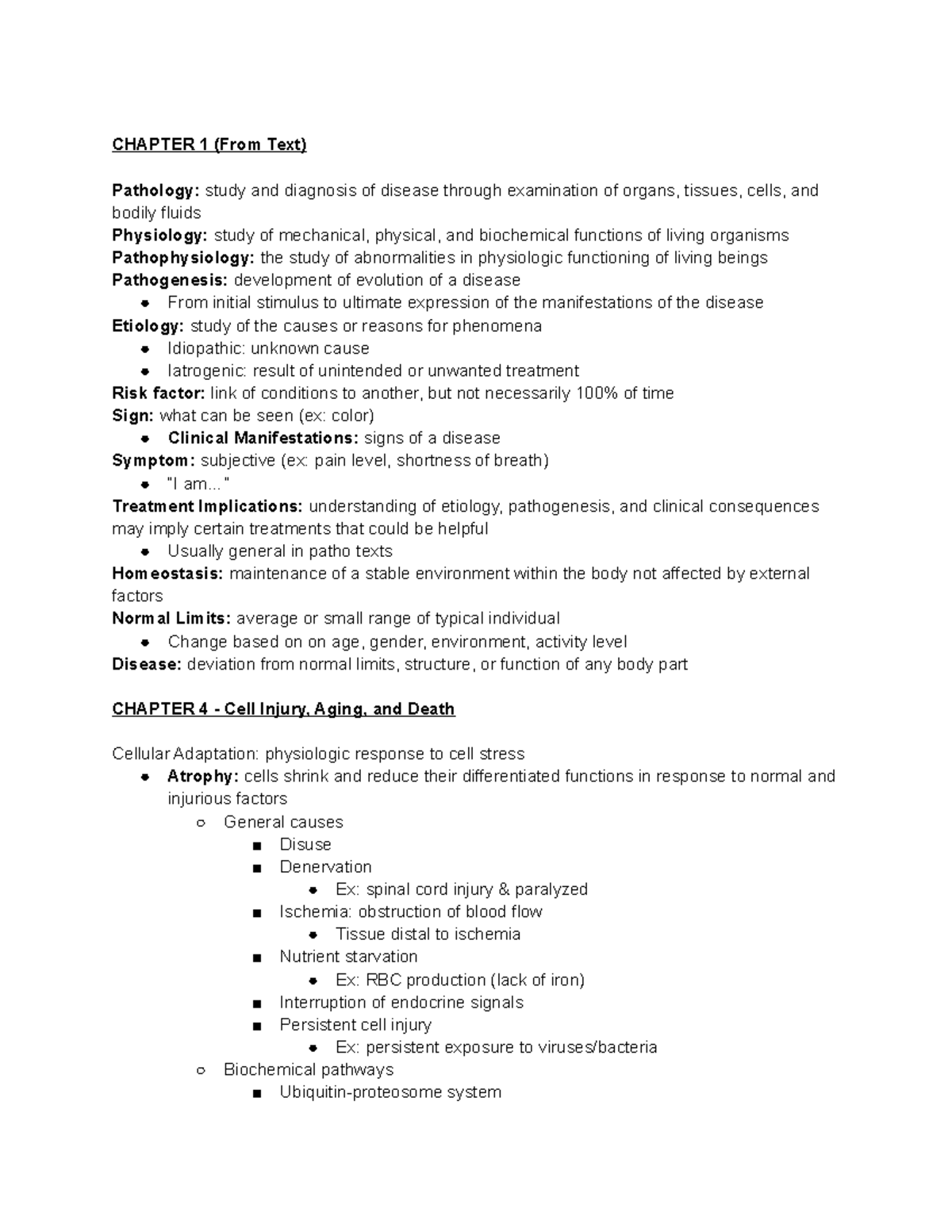 Patho Exam 1 - CHAPTER 1 (From Text) Pathology: Study And Diagnosis Of ...