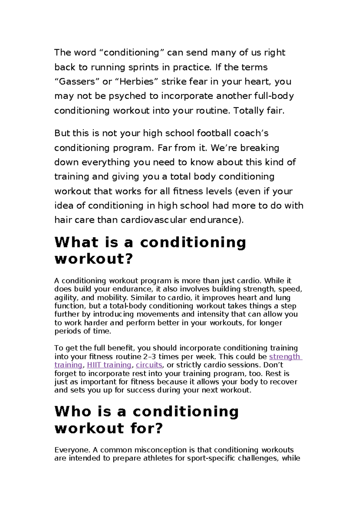Conditioning Exercises - The word “conditioning” can send many of us ...