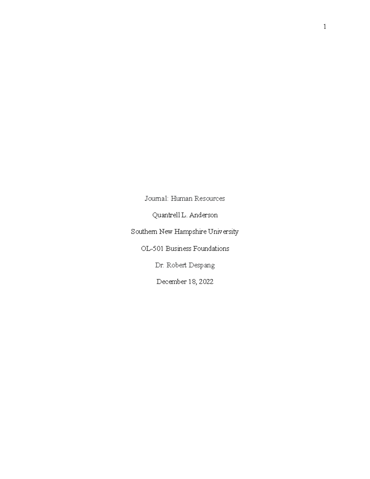 Anderson, Q Journal- Human Resources - Journal: Human Resources ...