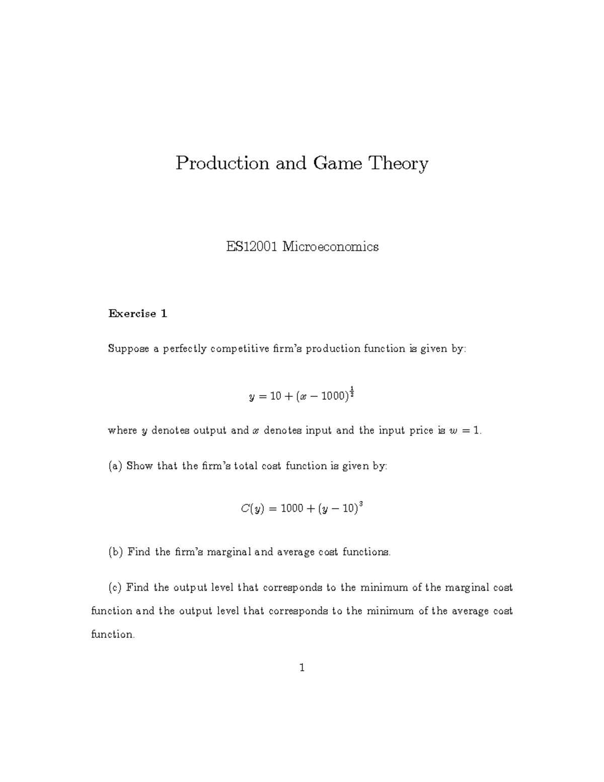ES12001 W11 - it is good - Production and Game Theory ES12001 ... image.
