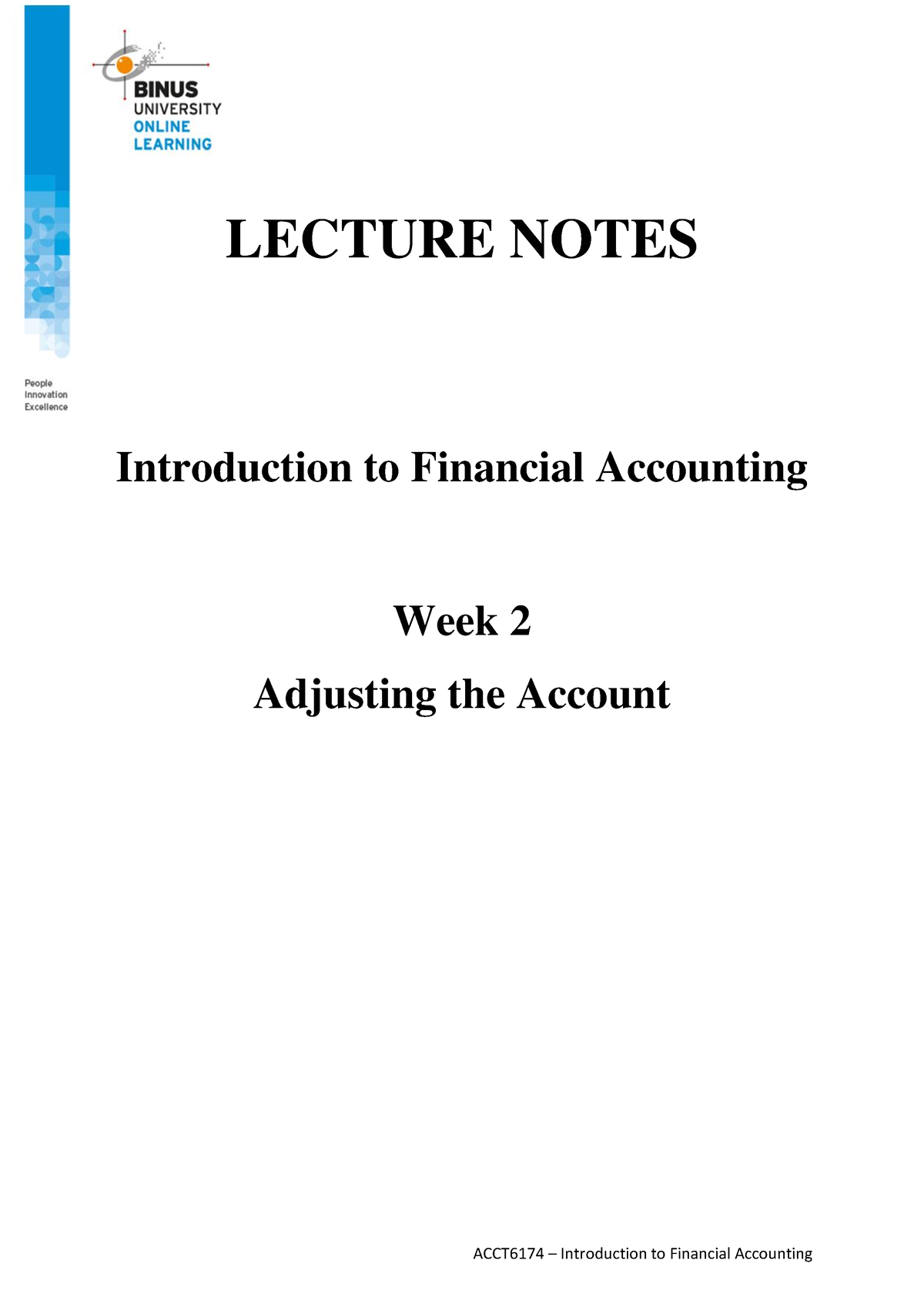 20220822095013 ACCT6174-LN2 - LECTURE NOTES Introduction To Financial ...