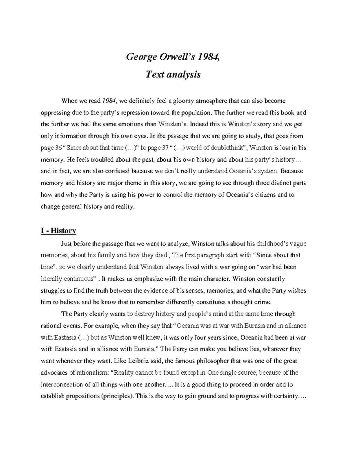 Commentaire Sur 1984 De George Orwell Roman Studocu