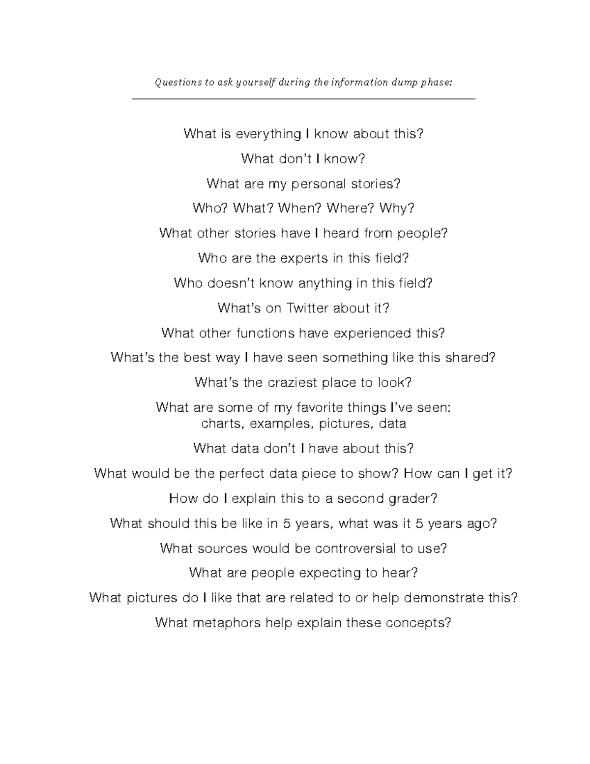 Information+Dump+Questions What is everything I know about this? What