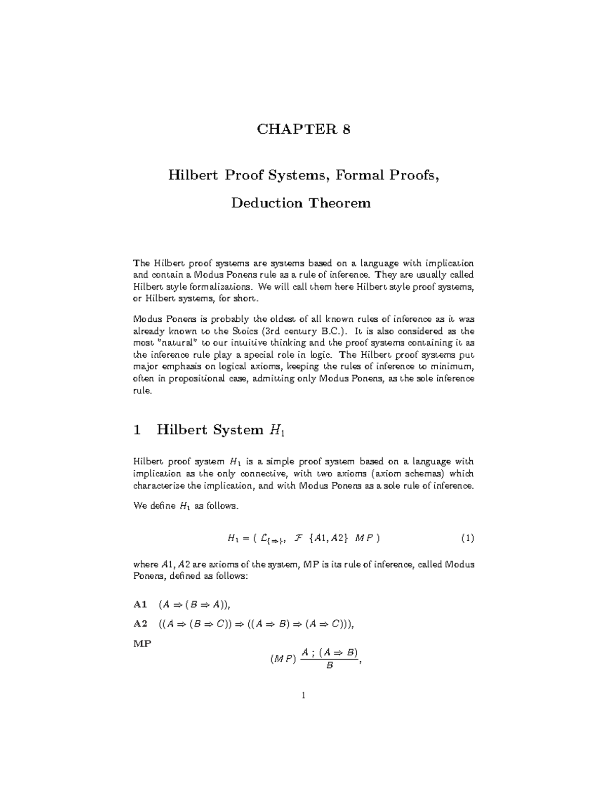Chapter 8 others CHAPTER 8 Hilbert Proof Systems, Formal Proofs