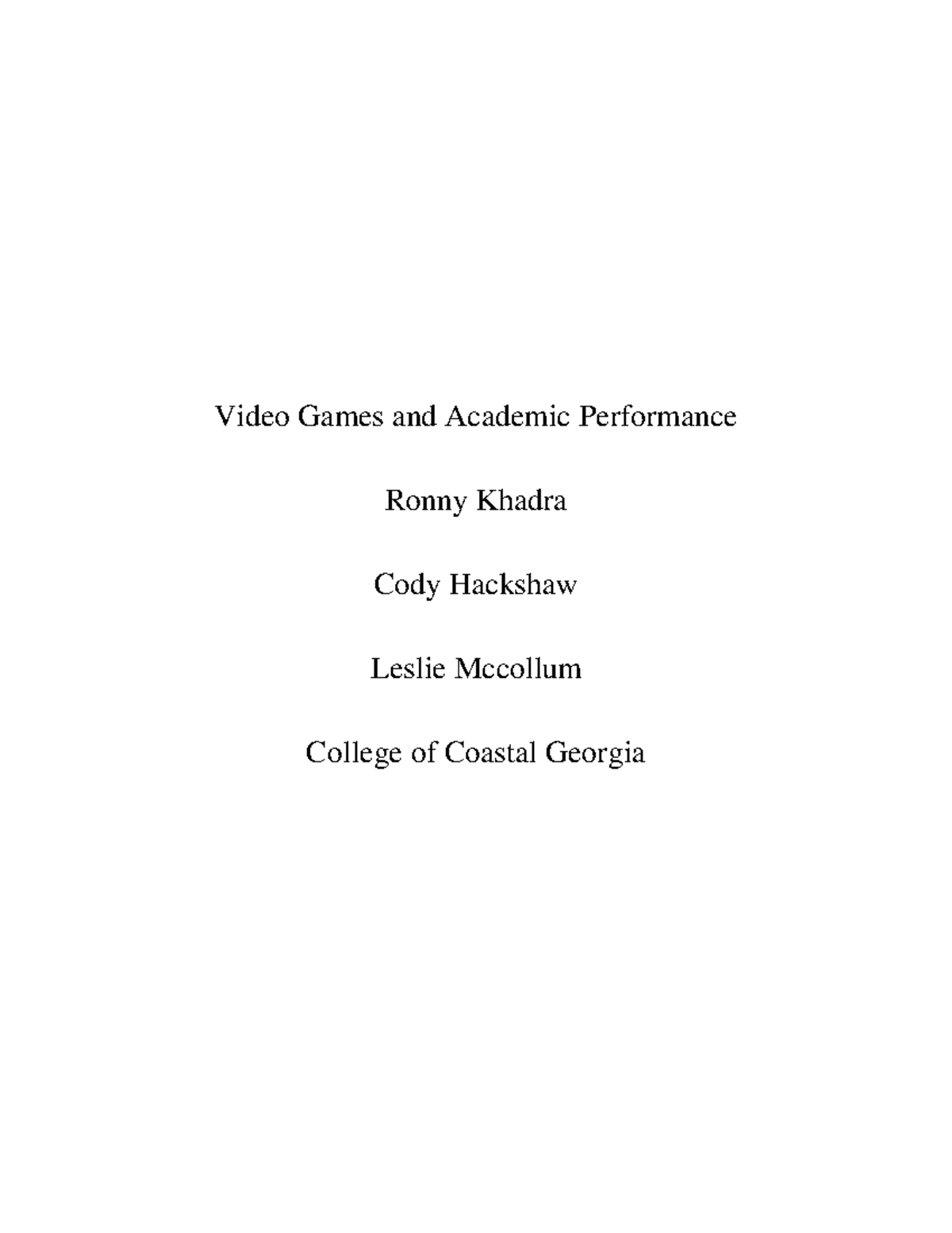 Video Games And Academic Performance