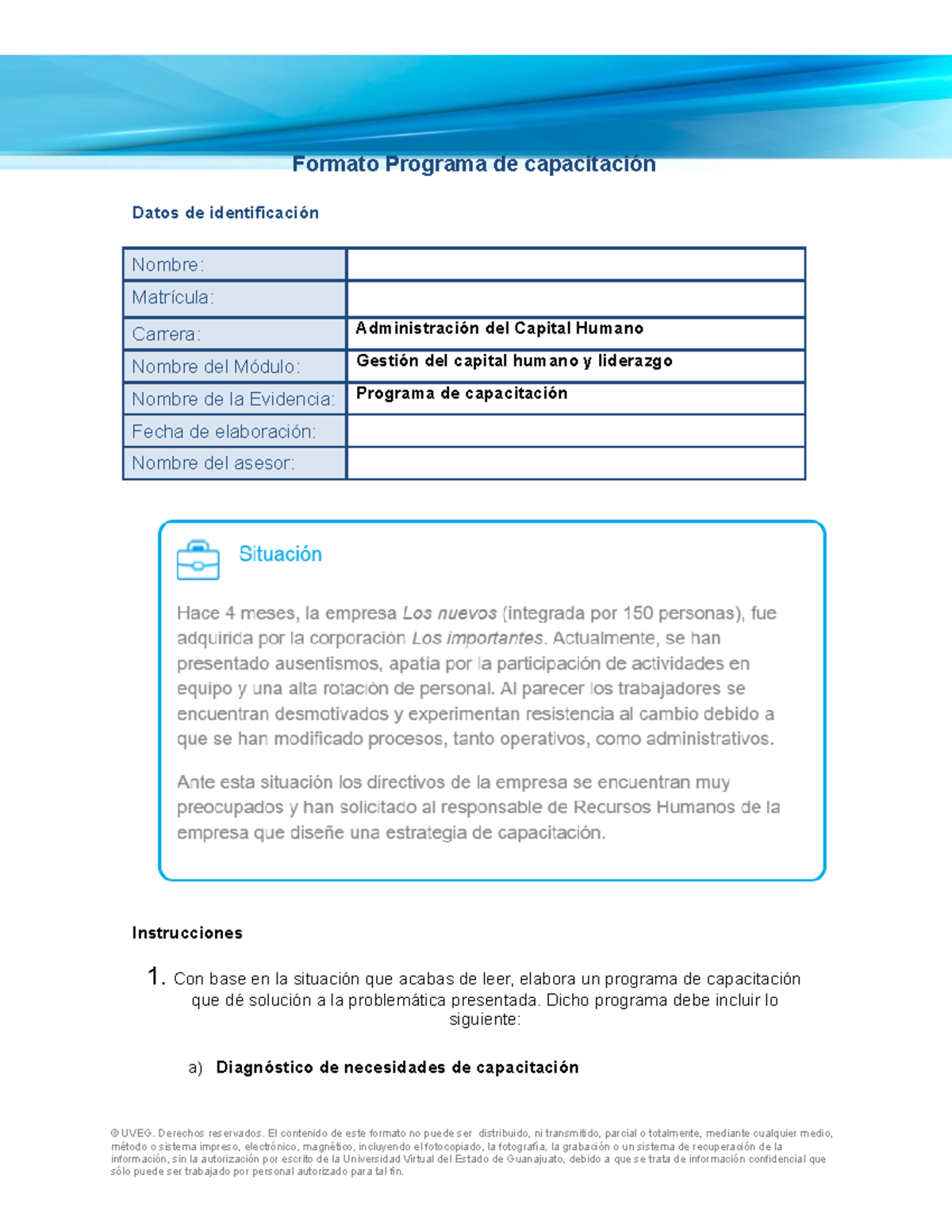 Programa de capacitación UVEG - Formato Programa de capacitación Datos de  identificación Nombre: - Studocu