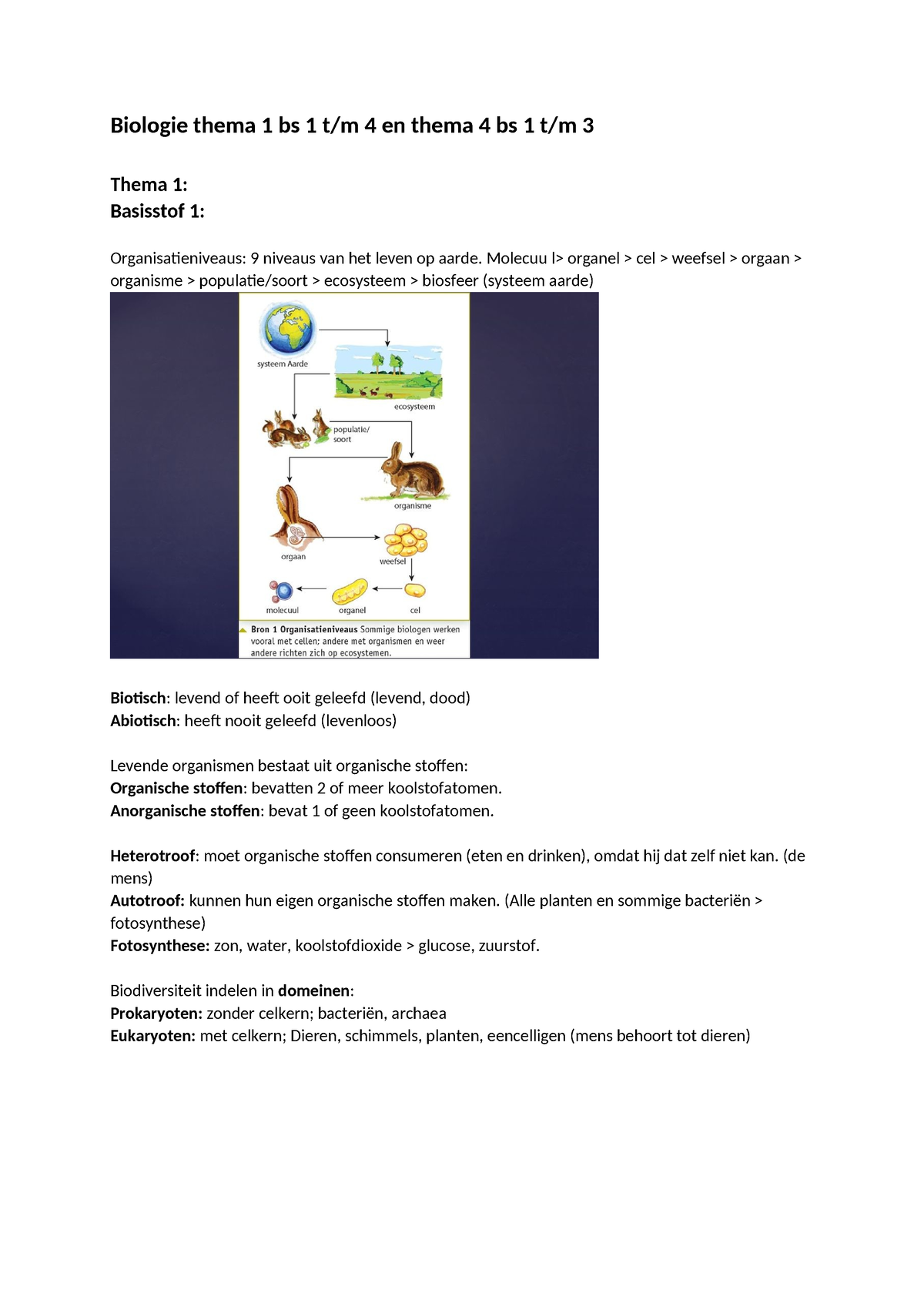 Biologie Thema 1 Basistof 1 - Biologie Thema 1 Bs 1 T/m 4 En Thema 4 Bs ...