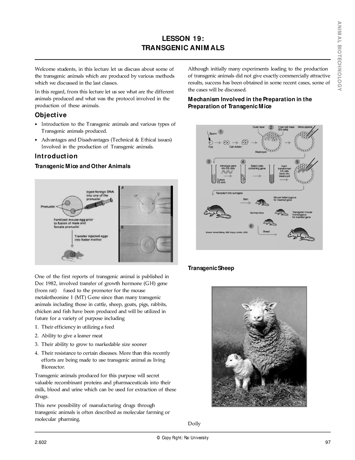 Transgenic animal - In this regard, from this lecture let us see what ...