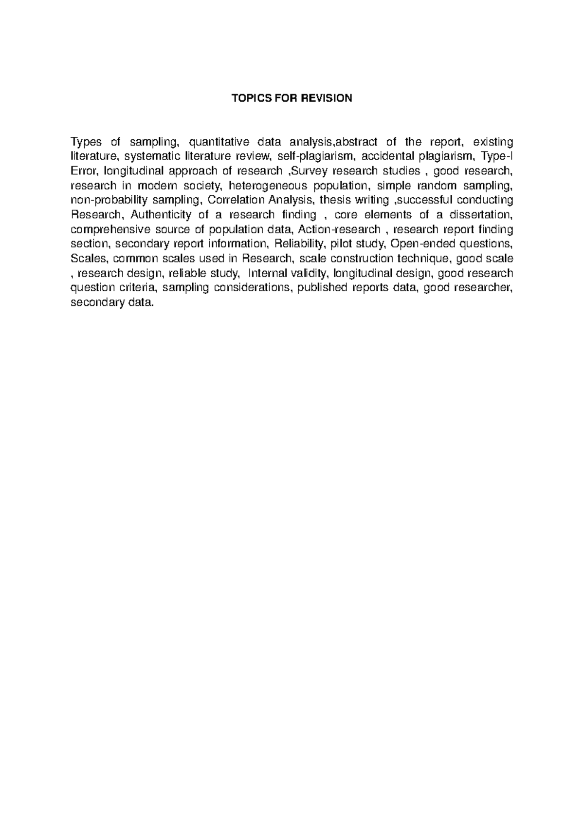 Revision Work Bba Notes Topics For Revision Types Of Sampling