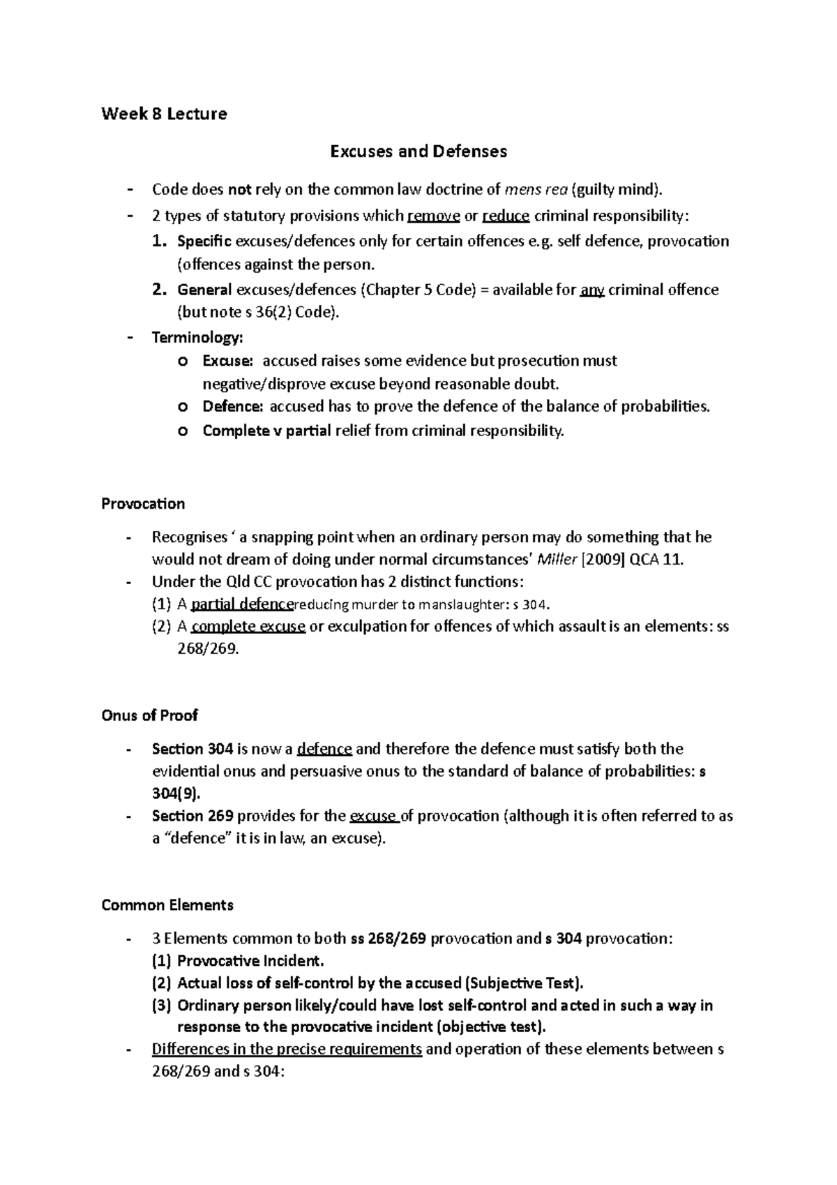 Week 8 Lecture - Week 8 Lecture Excuses and Defenses - Code does not ...