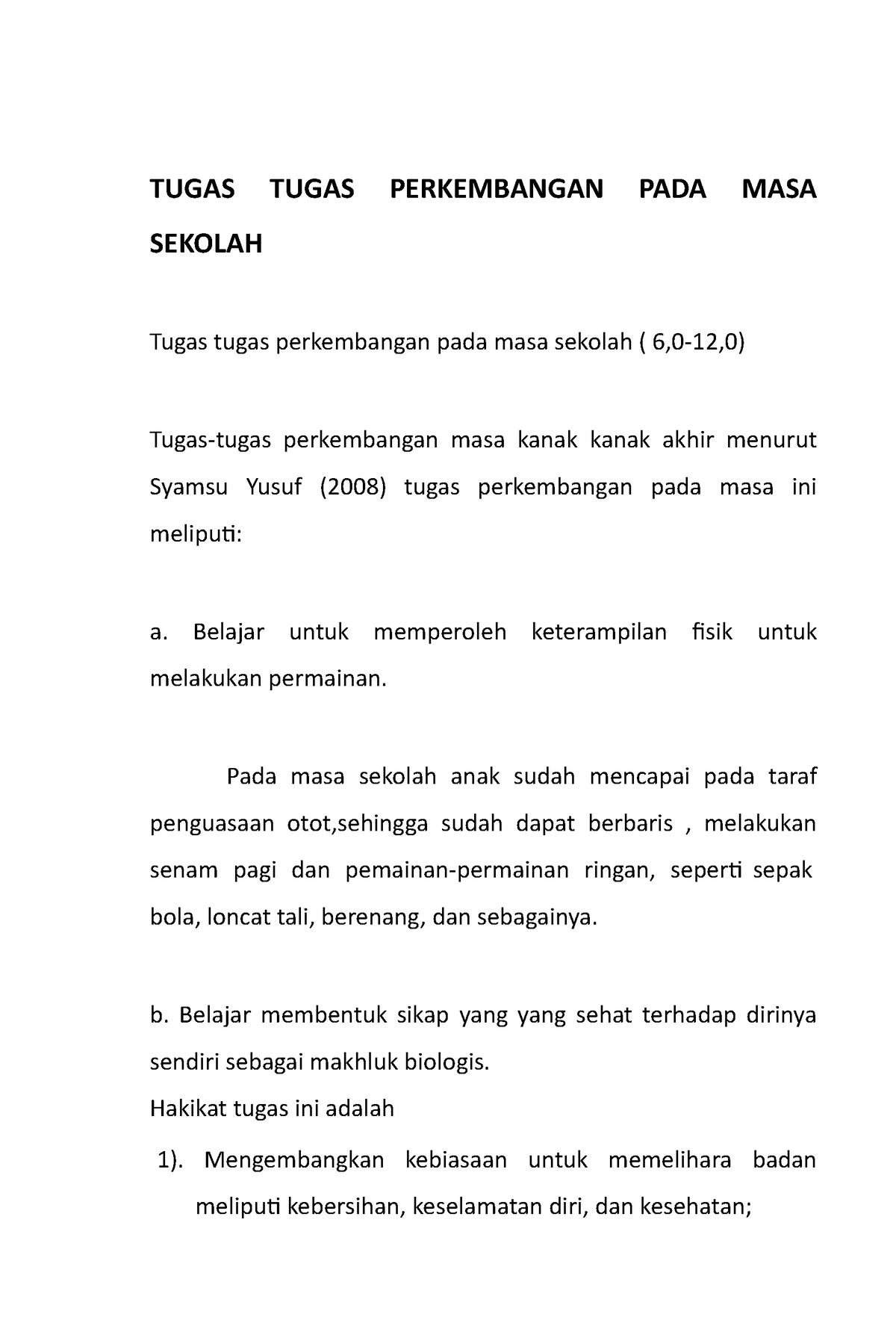 Tugas Tugas Perkembangan PADA MASA Sekolah - TUGAS TUGAS PERKEMBANGAN ...