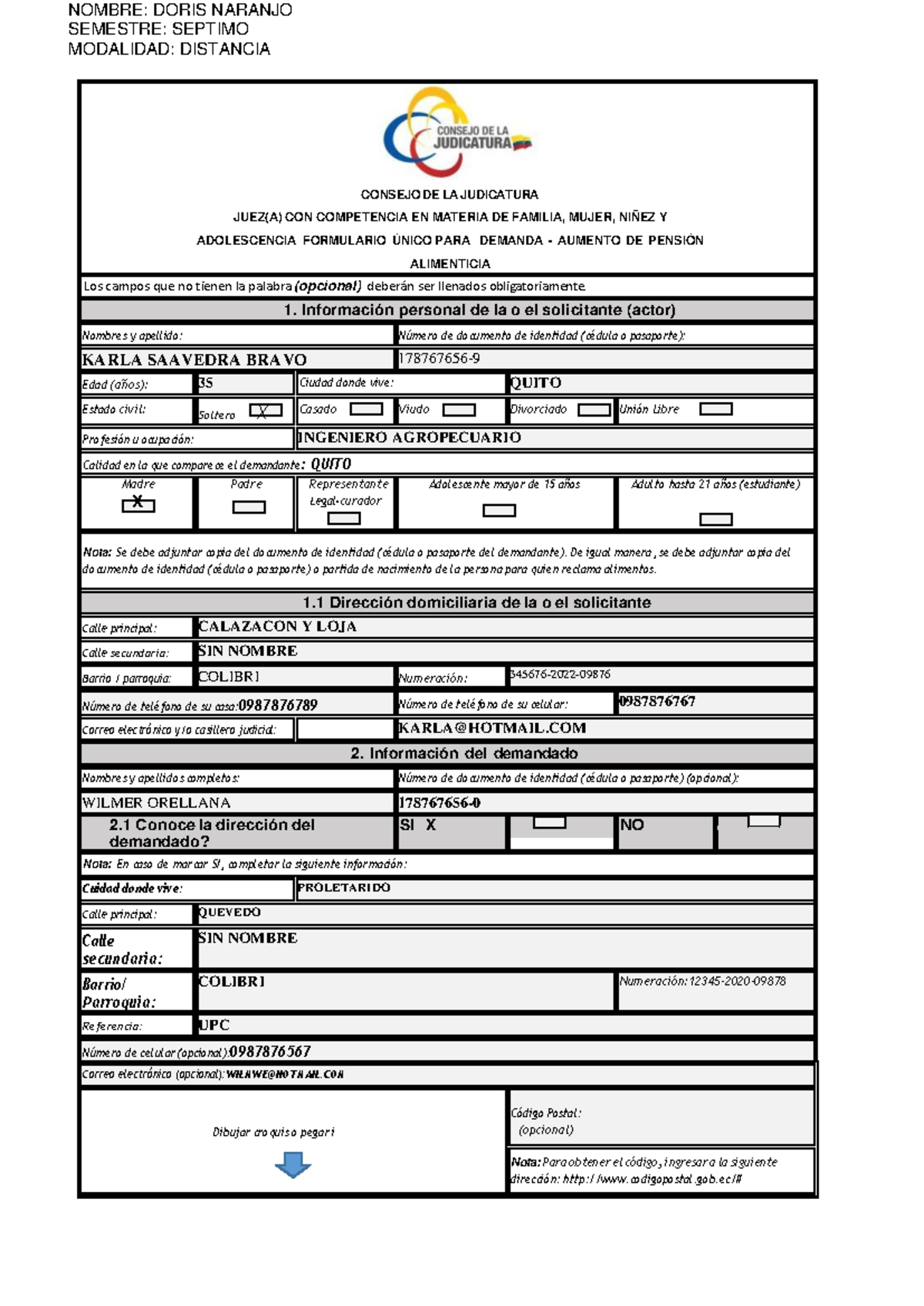 Tarea 11 Doris Naranjo - N/N - SEMESTRE: SEPTIMO MODALIDAD: DISTANCIA ...