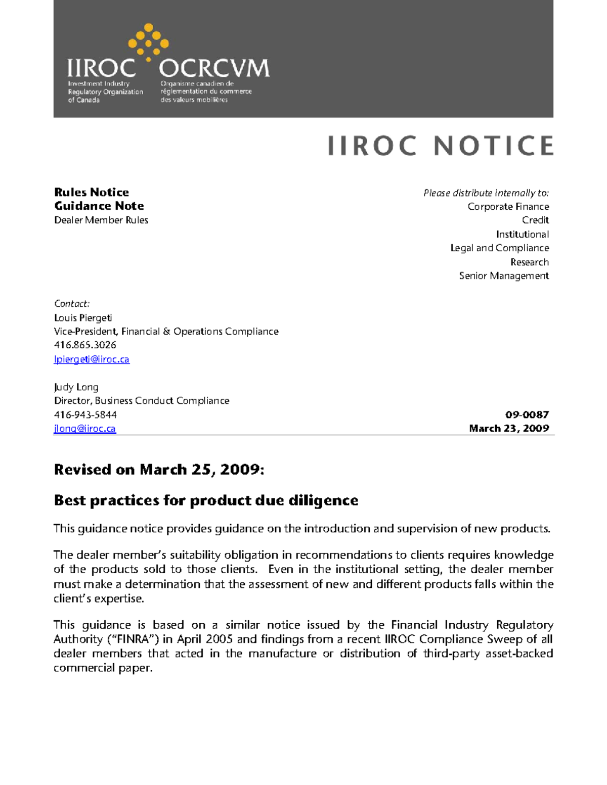 Best practice Rules Notice Guidance Note Dealer Member Rules Please