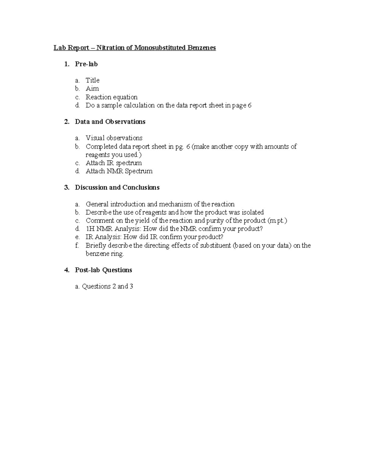Lab Report - Nitration of Monosubstituted benzene - Tagged - Lab Report ...