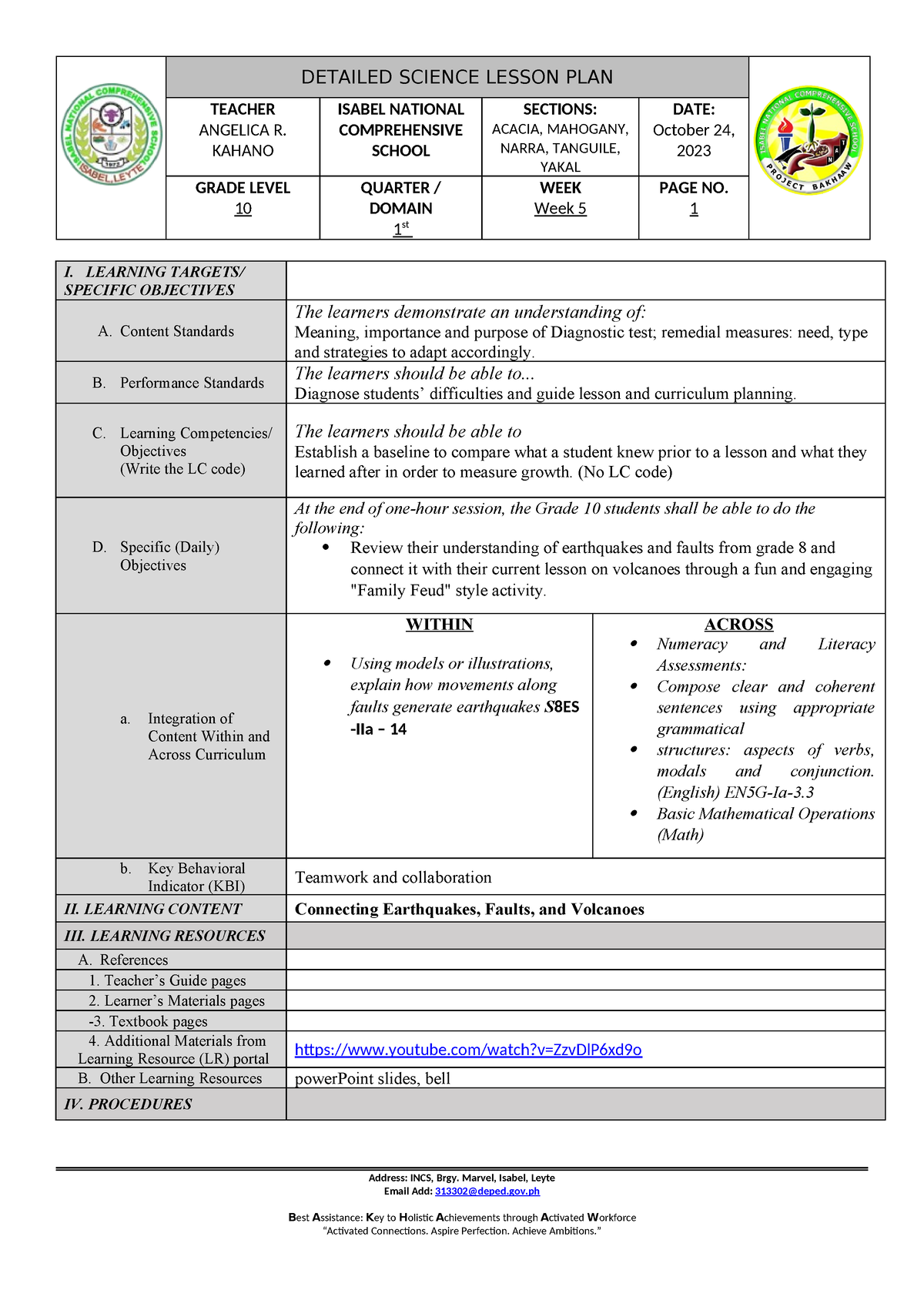 Family feud Activity - DETAILED SCIENCE LESSON PLAN TEACHER ANGELICA R ...