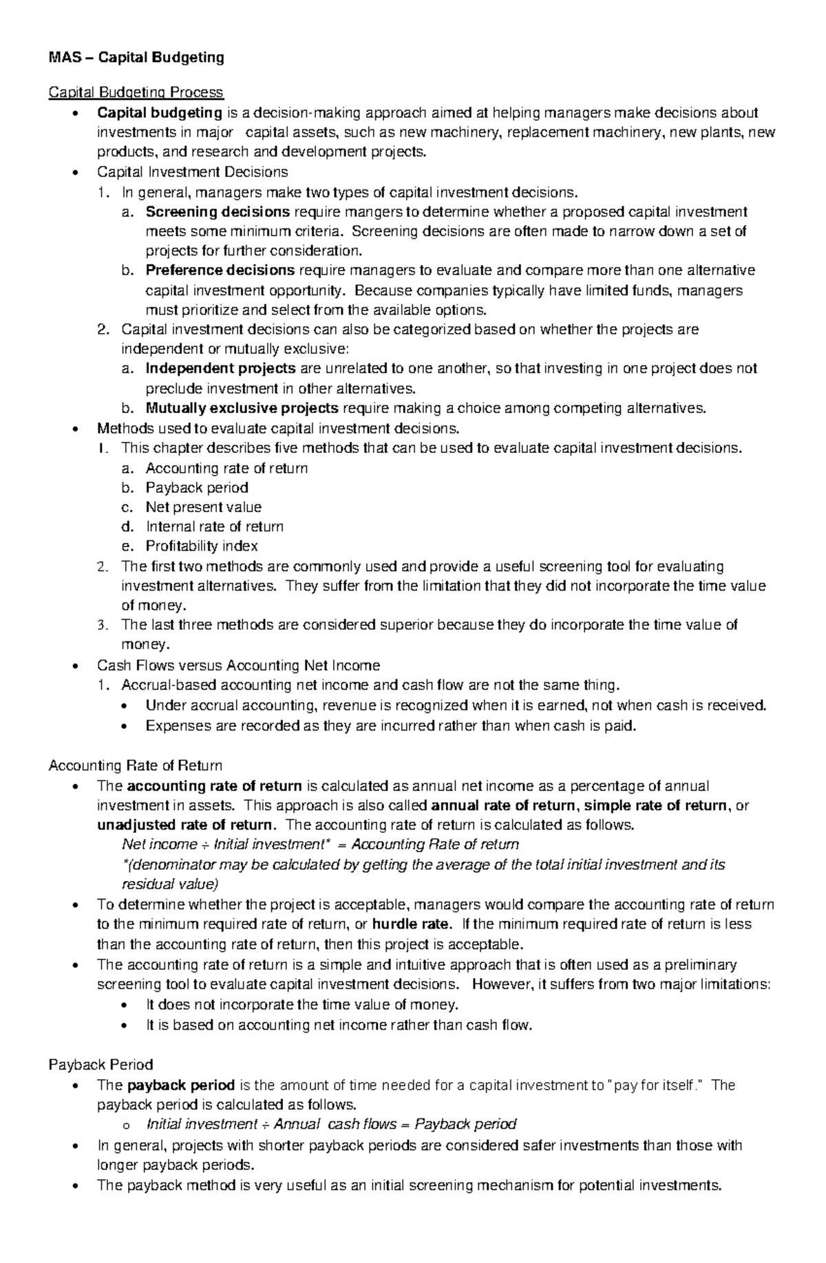 Toaz - Capital Budgeting MAS MAS MAS MAS MAS - MAS – Capital Budgeting ...