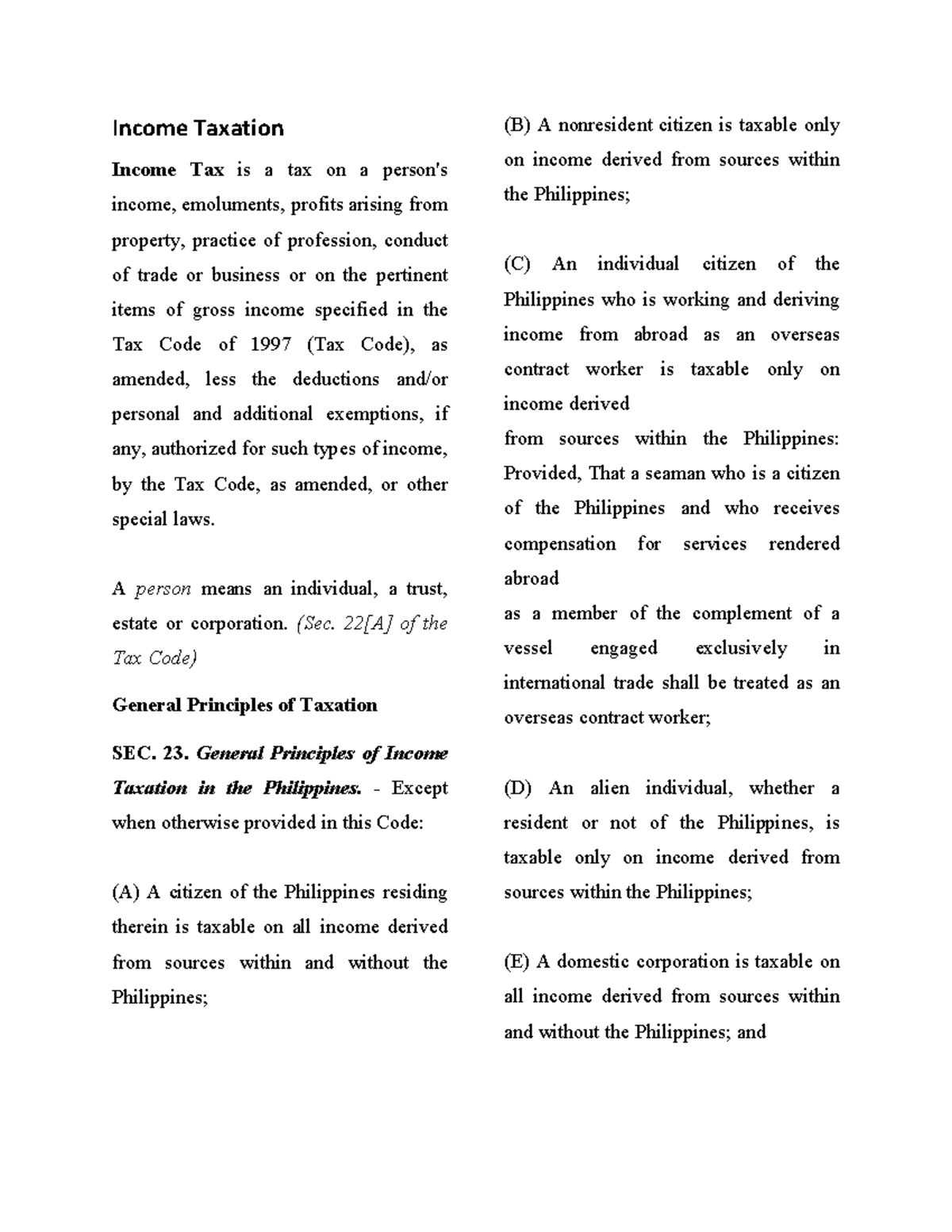Income Taxation Introduction Income Taxation Income Tax Is A Tax On A income-taxation-introduction-income-taxation-income-tax-is-a-tax-on-a