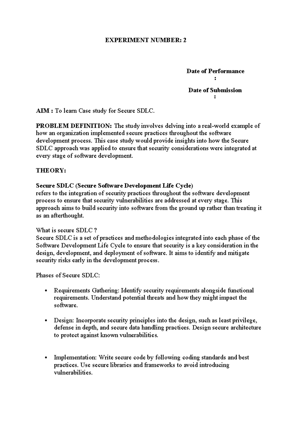 Exp 2 (First) - it is about secyre application development - EXPERIMENT ...