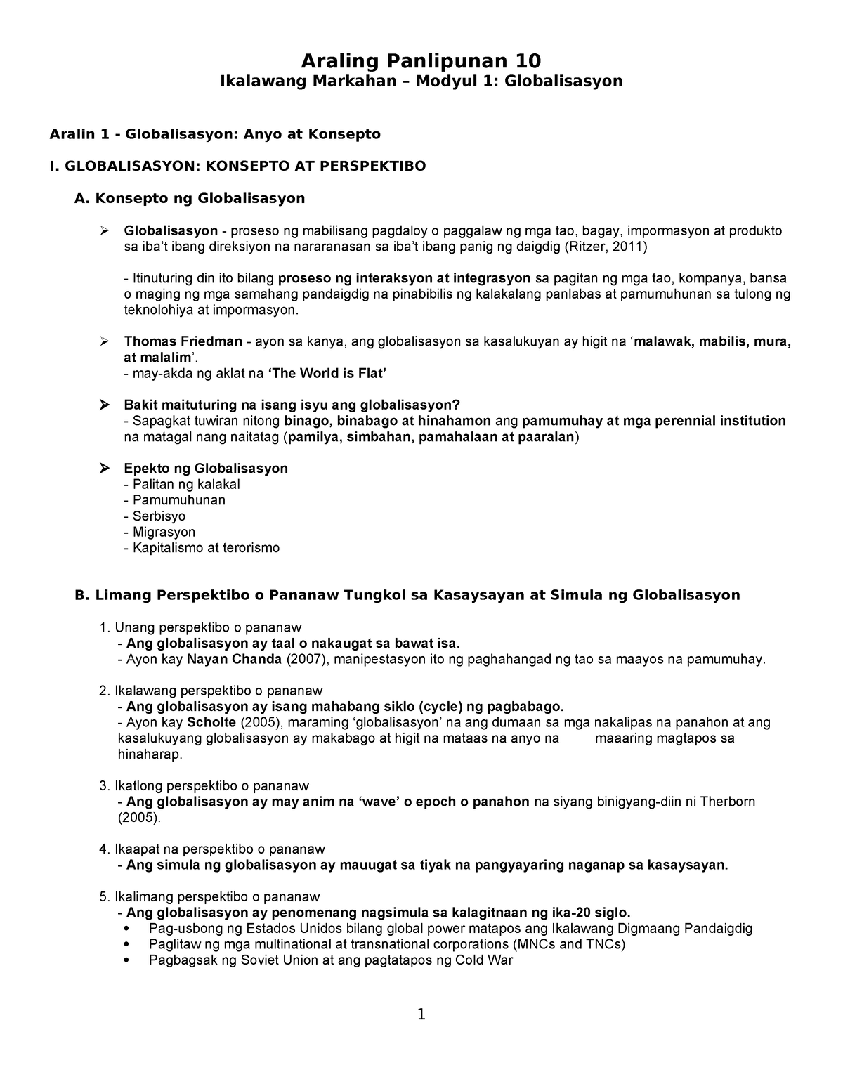 Notes Second Quarter Summarized - Araling Panlipunan 10 Ikalawang ...