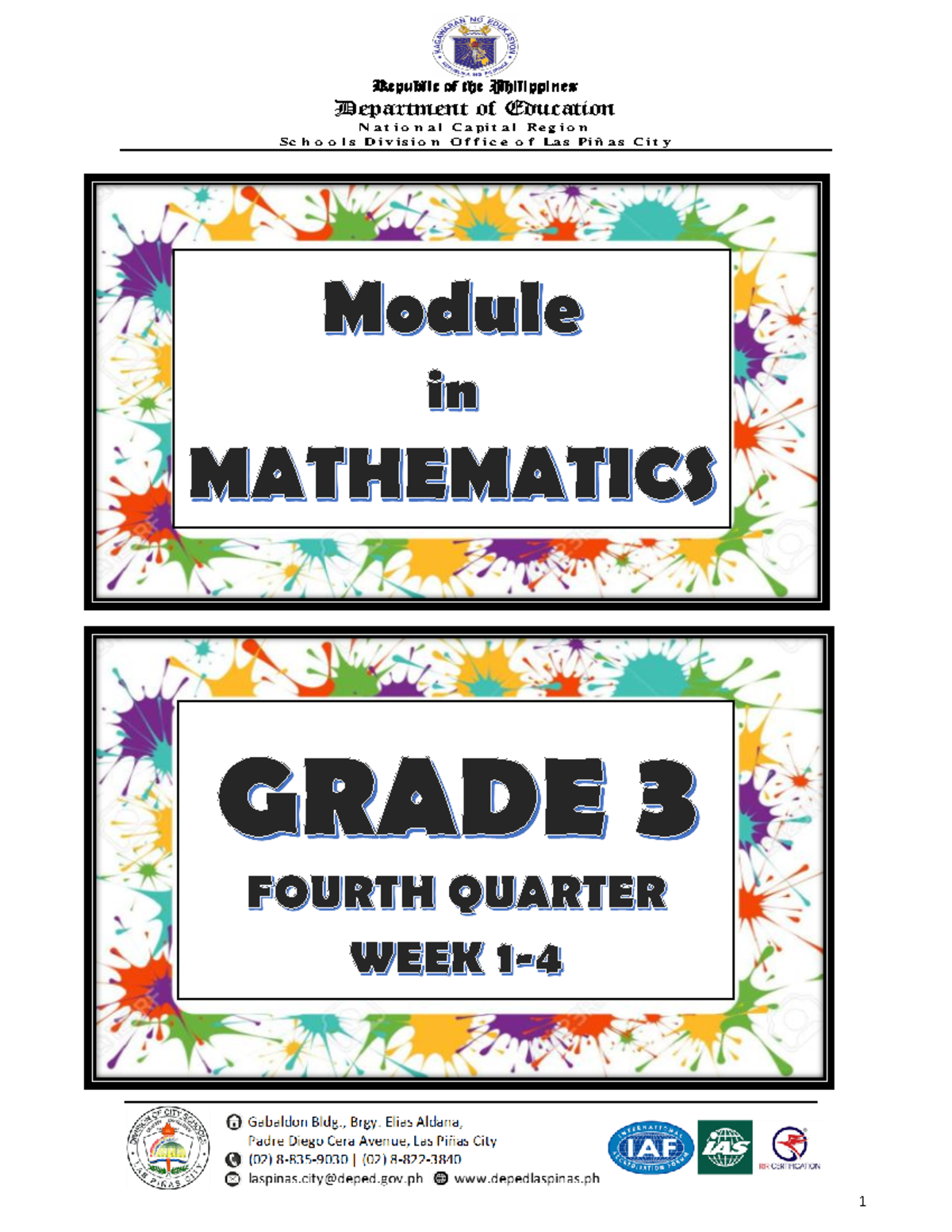 Grade3MATHQ4WEEK143 Department of Education N a t i o n a l C