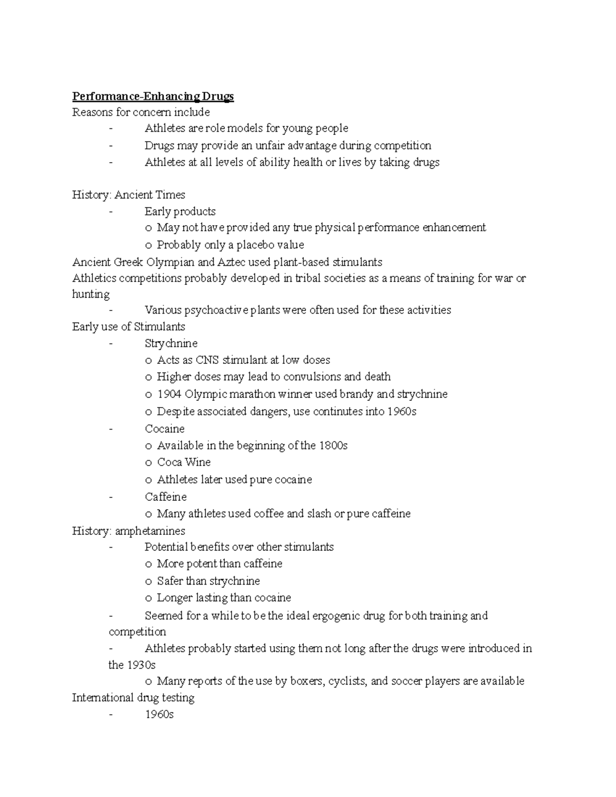 Drugs And Behavior Unit 15 Performance Enhancing Drugs Reasons For
