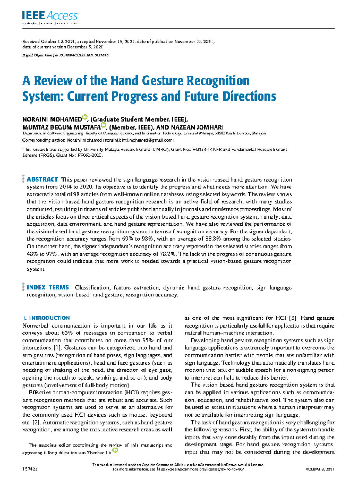 A Review of the Hand Gesture Recognition System Current Progress and