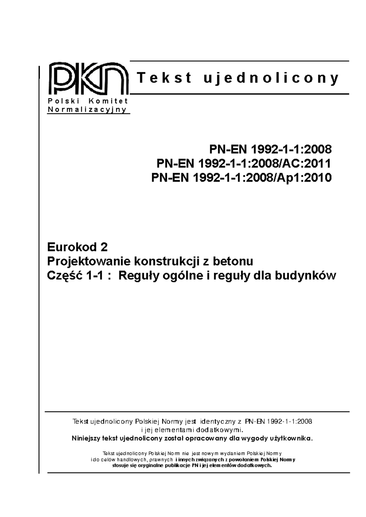 PN-EN 1992-1-1 - Polski Komitet Normalizacyjny Tekst Ujednolicony PN-EN ...