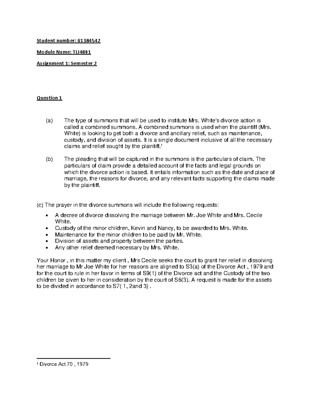 TLI4801 Assignment 1 draft - Student number: 61384542 Module Name: TLI ...