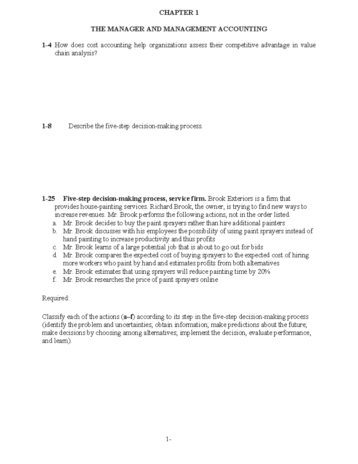 Chapter 1 Tutorial Question 1 Chapter 1 The Manager And Management Accounting 1 4 How Does Chapter 1 Tutorial Question 1 Chapter 1 The Manager And Management Accounting 1 4 How Does