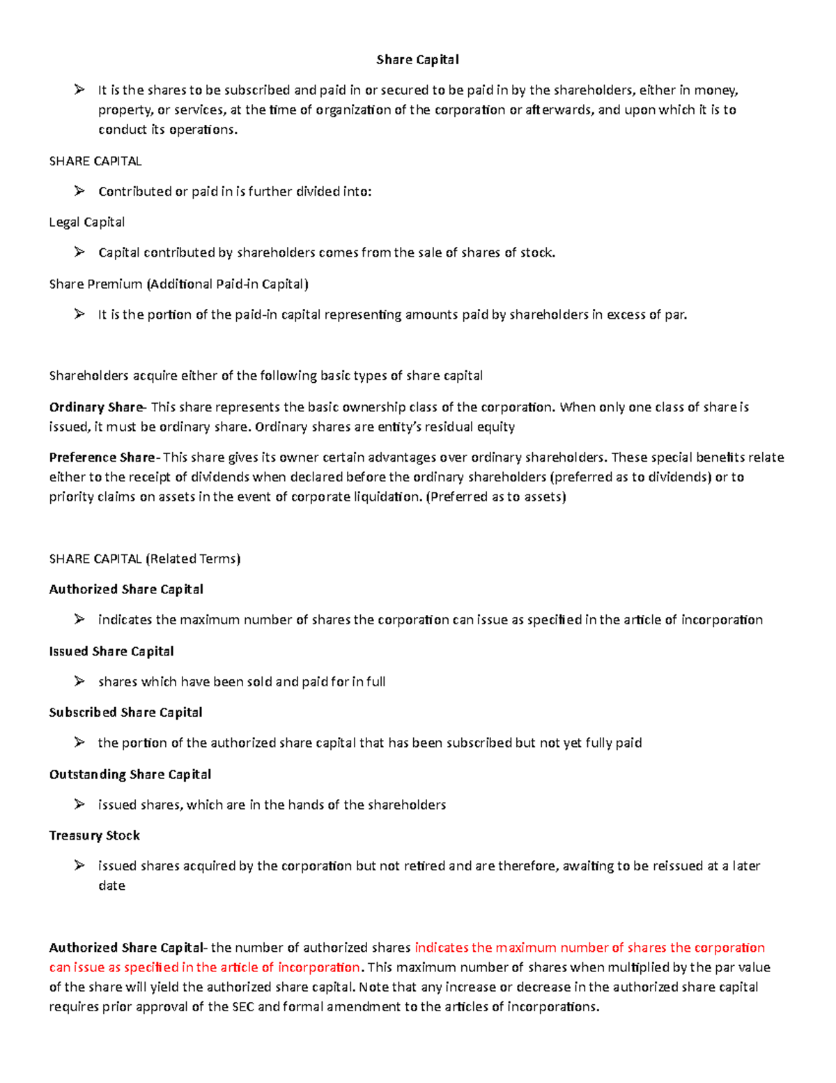 Share Capital module 9 - fvssdcsd - Share Capital It is the shares to ...