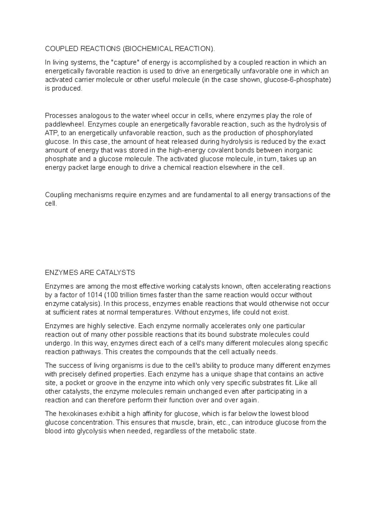 Coupled Reactions Lecture notes 1 COUPLED REACTIONS (BIOCHEMICAL