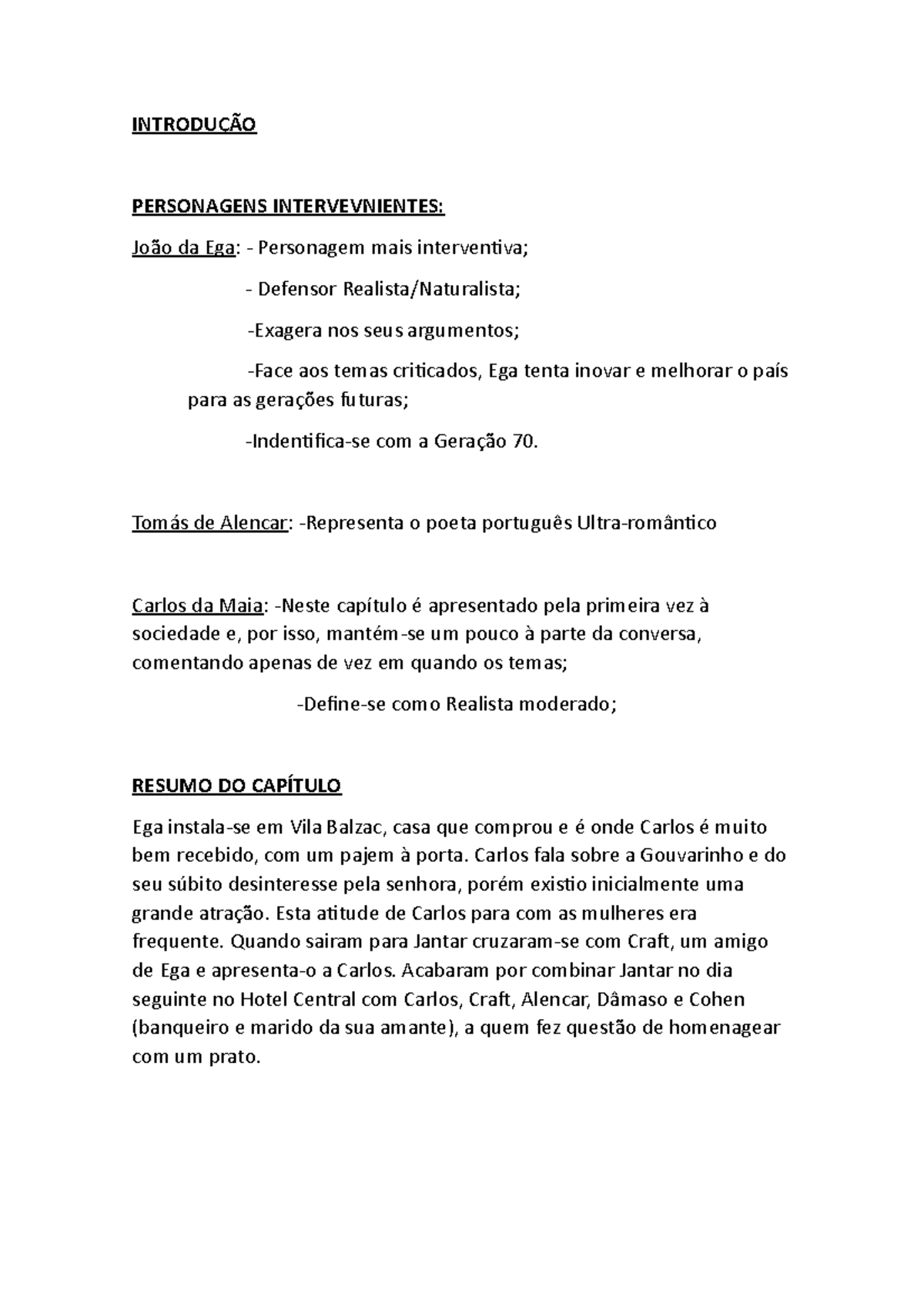 OS Maias - TRABALHO MAIS - INTRODUÇÃO PERSONAGENS INTERVEVNIENTES: João ...