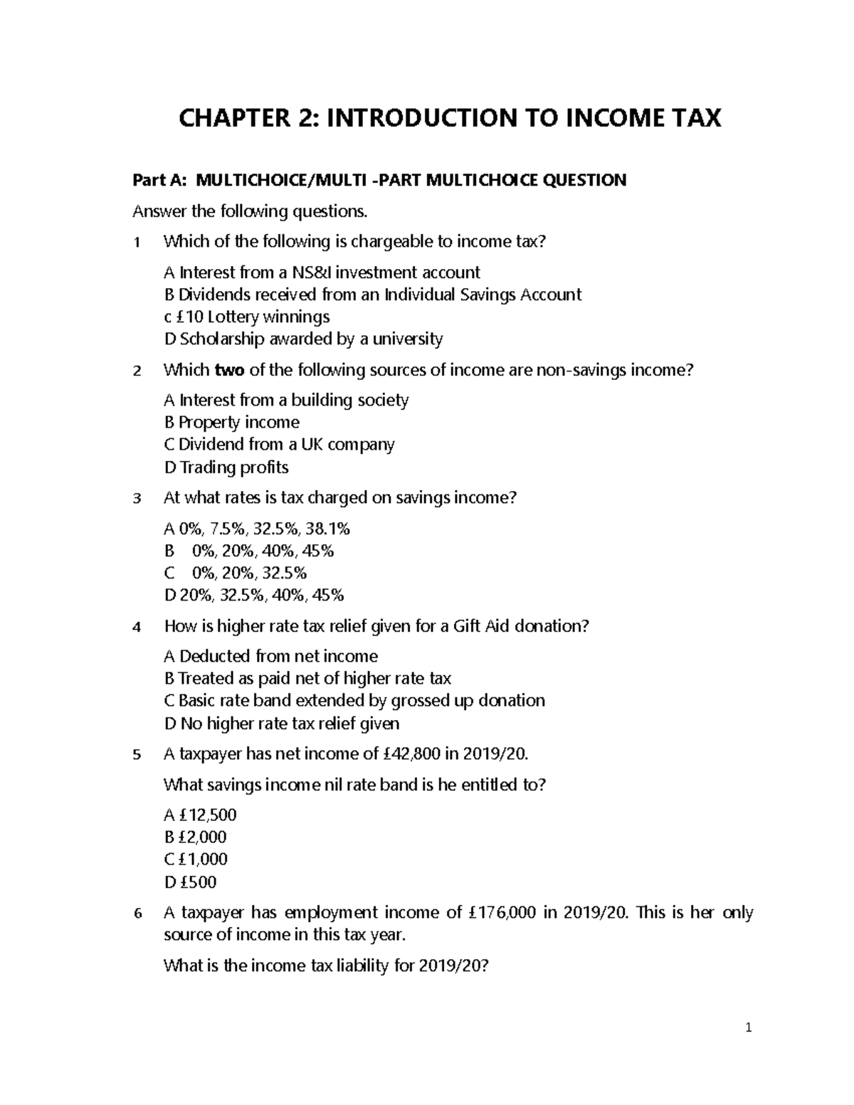 Question. Chapter 2 - hvtc - CHAPTER 2: INTRODUCTION TO INCOME TAX Part ...