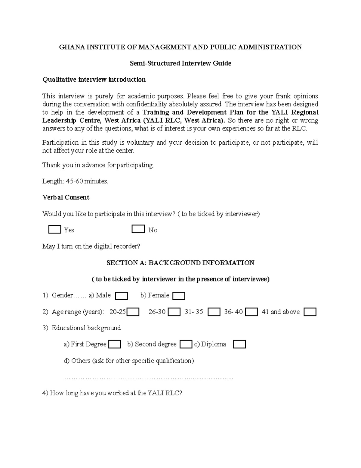 Semi-structured interview Questionnaire - GHANA INSTITUTE OF MANAGEMENT ...