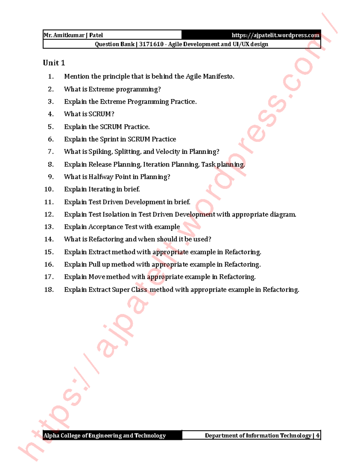 Questionbankforui uxdesign Question Bank 3171610 Agile