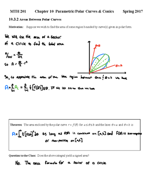 10.1 Parametric Equations Notes - MTH 201 Chapter 10 Parametric/Polar ...