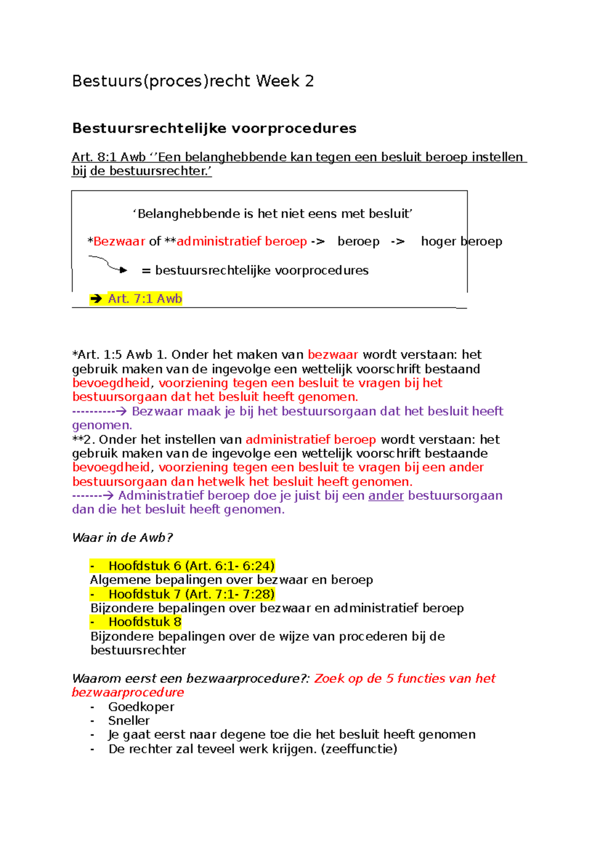 Week 2 (kennisclips) - Bestuursrecht - Bestuurs(proces)recht Week 2 ...