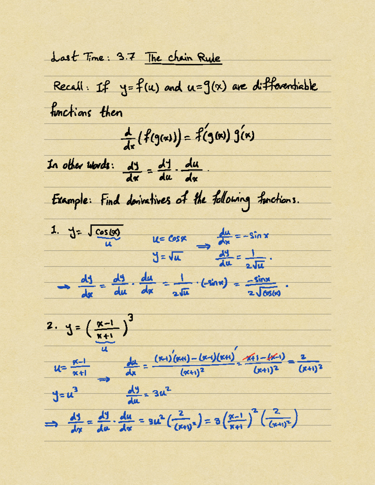 Derivatives (Chain Rule) - MATH 1426 - Studocu