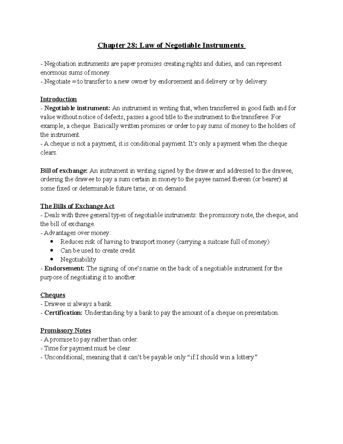 Chapter 28 Adms 2610 Summary Contemporary Canadian Business Law
