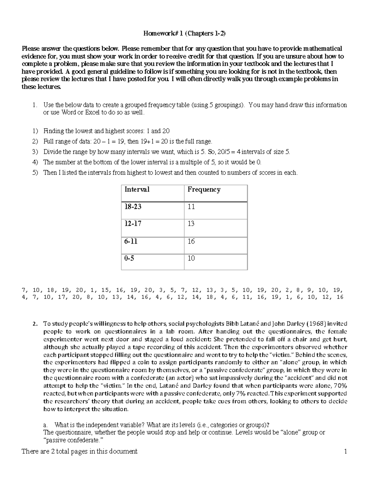 Stats and Frequency Practice - There are 2 total pages in this document ...