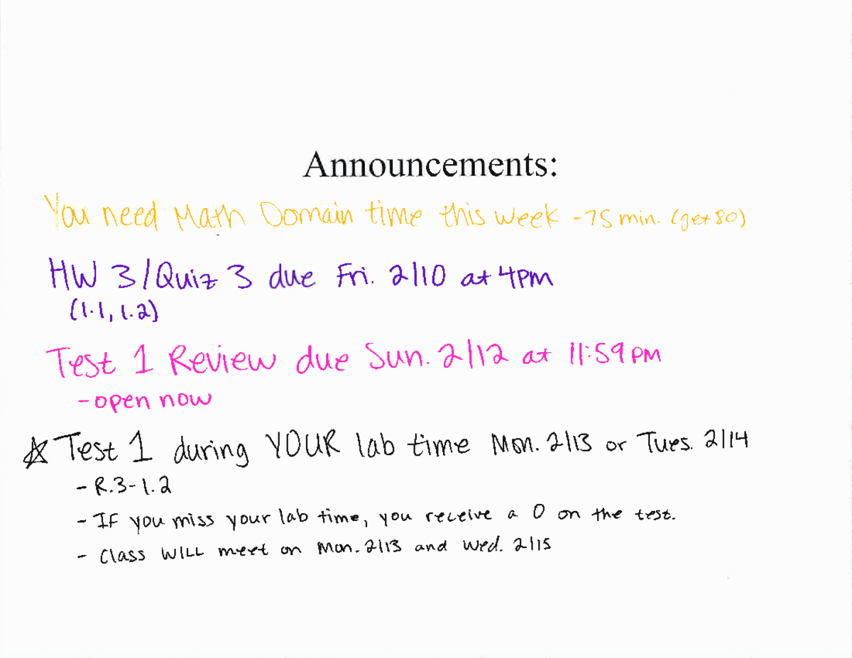 MA 1313 02 2-6 Worked Notes - Announcements: You need Math Domain time ...