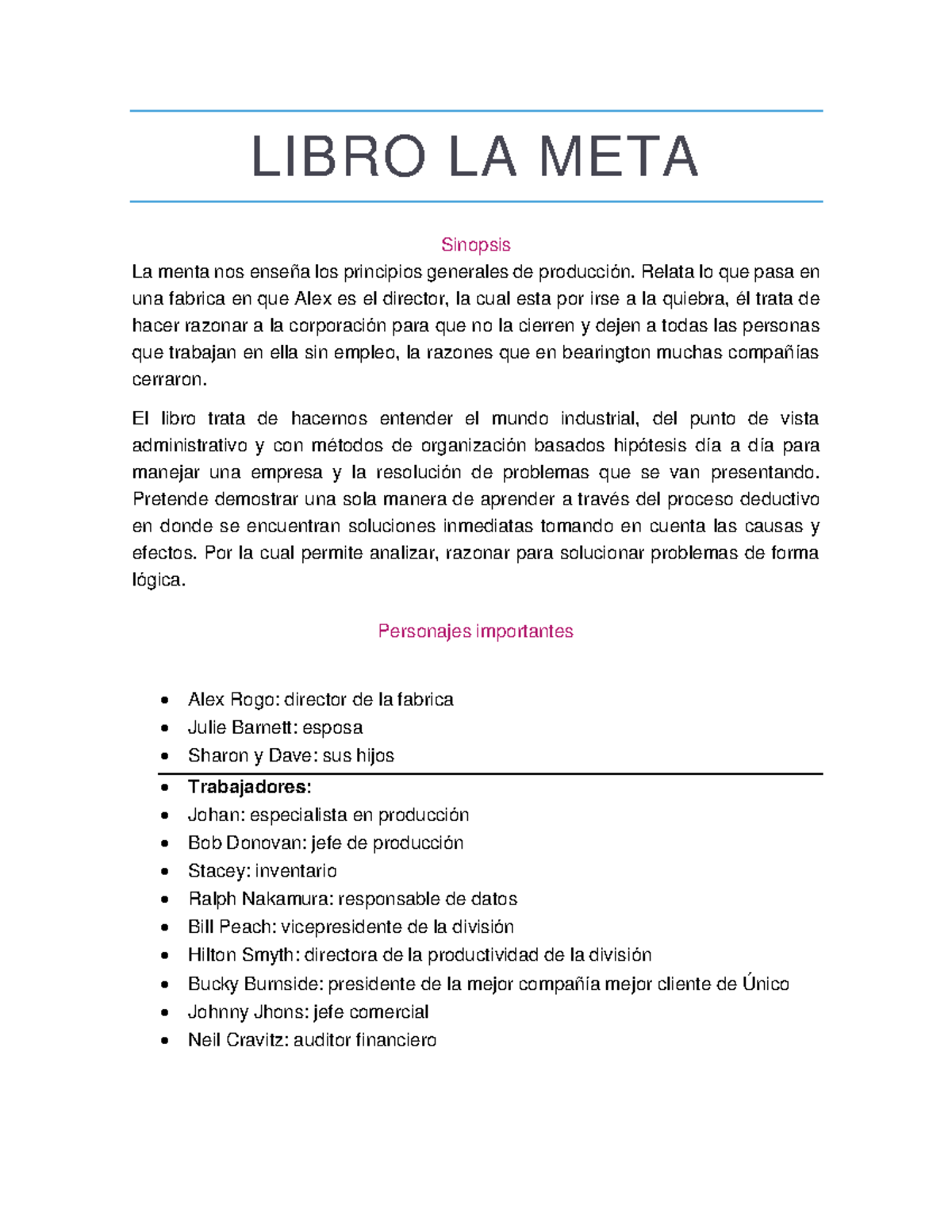 Libro la meta La meta es